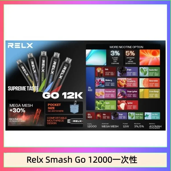 Relx-Smash-Go-12000 RELX Smash Go 12000 一次性電子煙|悅刻拋棄式12000口 · 長效續航 · 台灣現貨:圖片 1